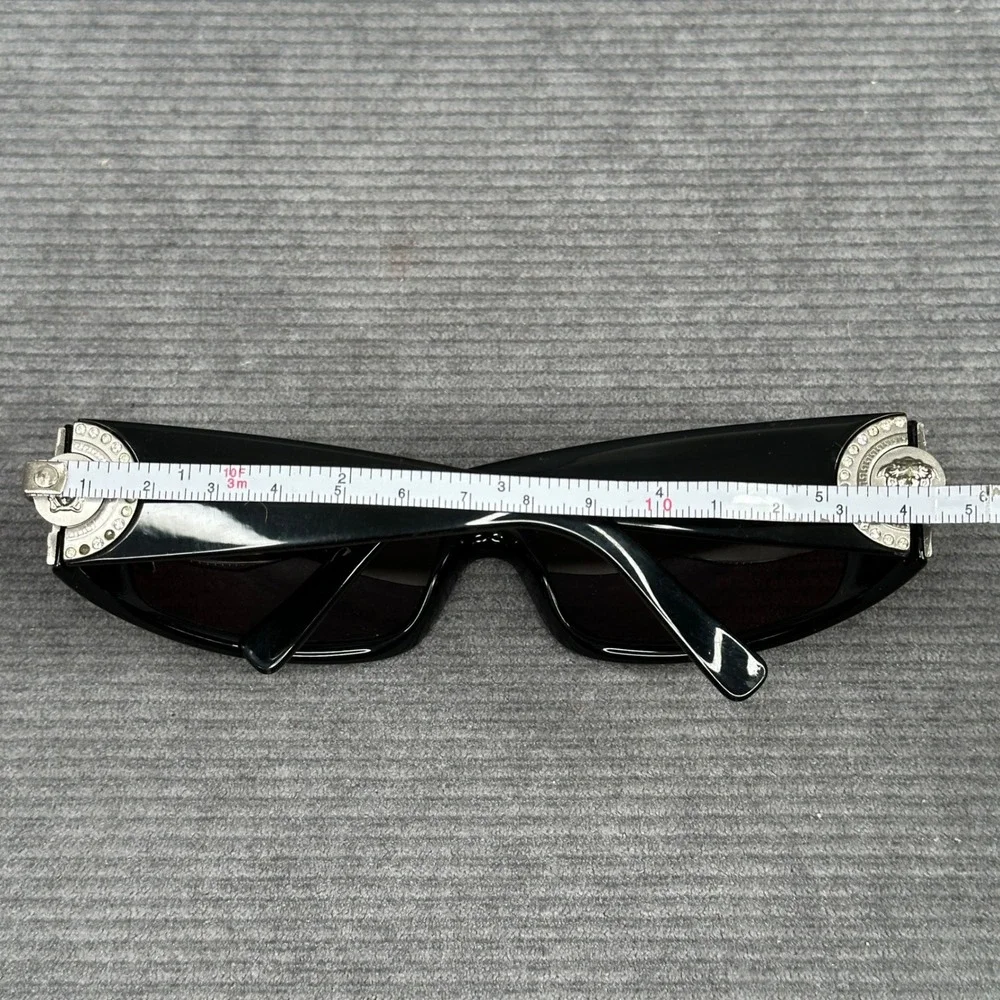 Versace 4044-B Y2K Sunglasses Black Wrap Silver Medusa Rhinestone 66-15-120